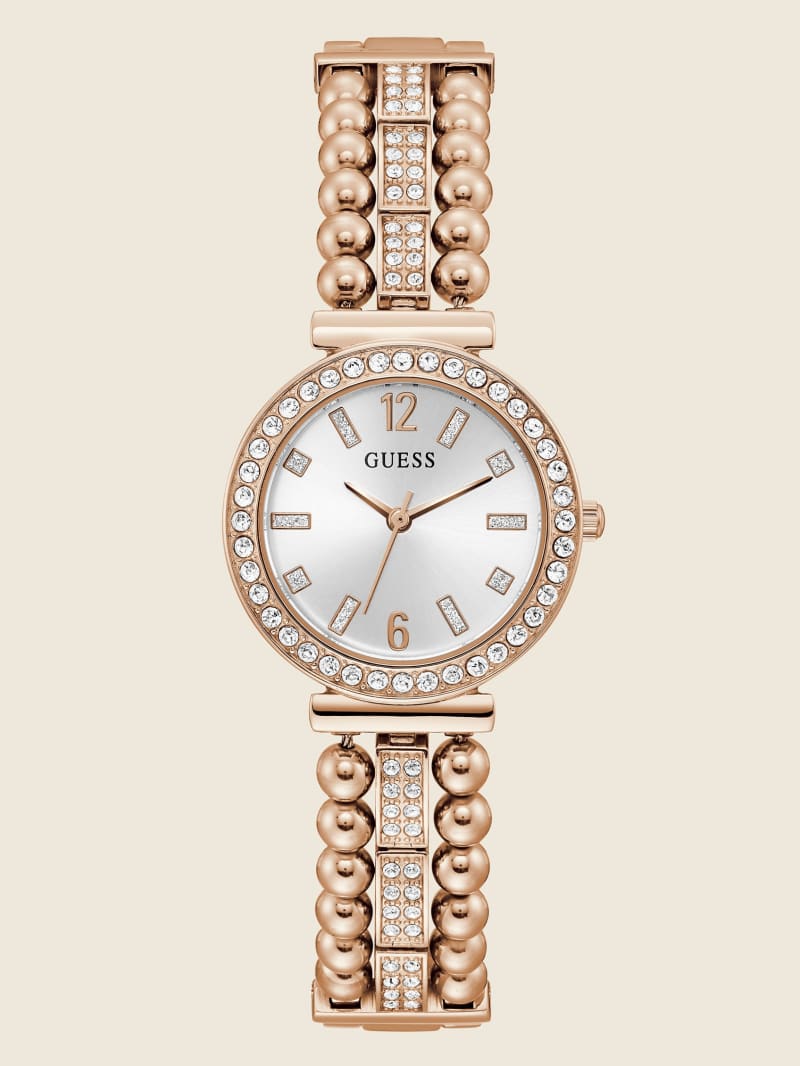 Guess Rose Gold-Tone and Rhinestone Analog Watch - Rose Gold