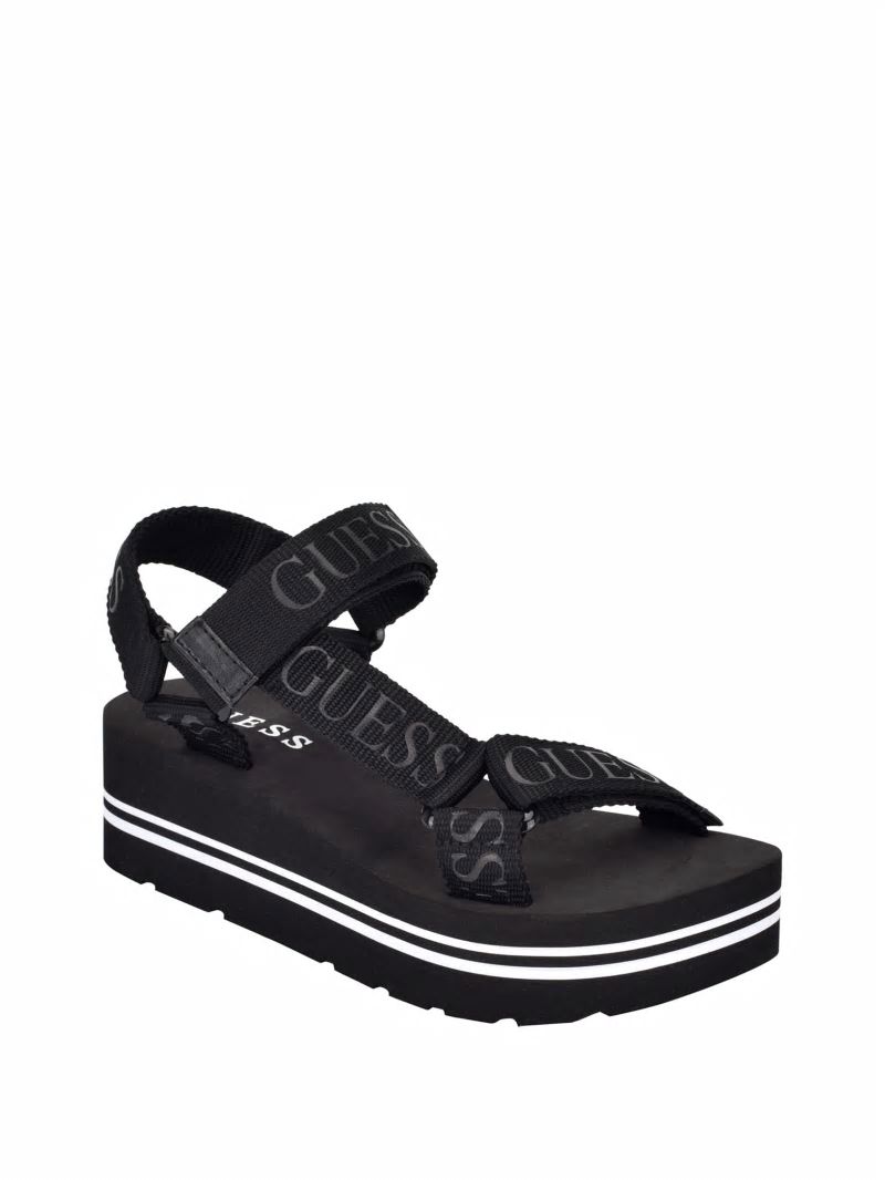 Guess Avin Platform Sport Sandals - Black Multi