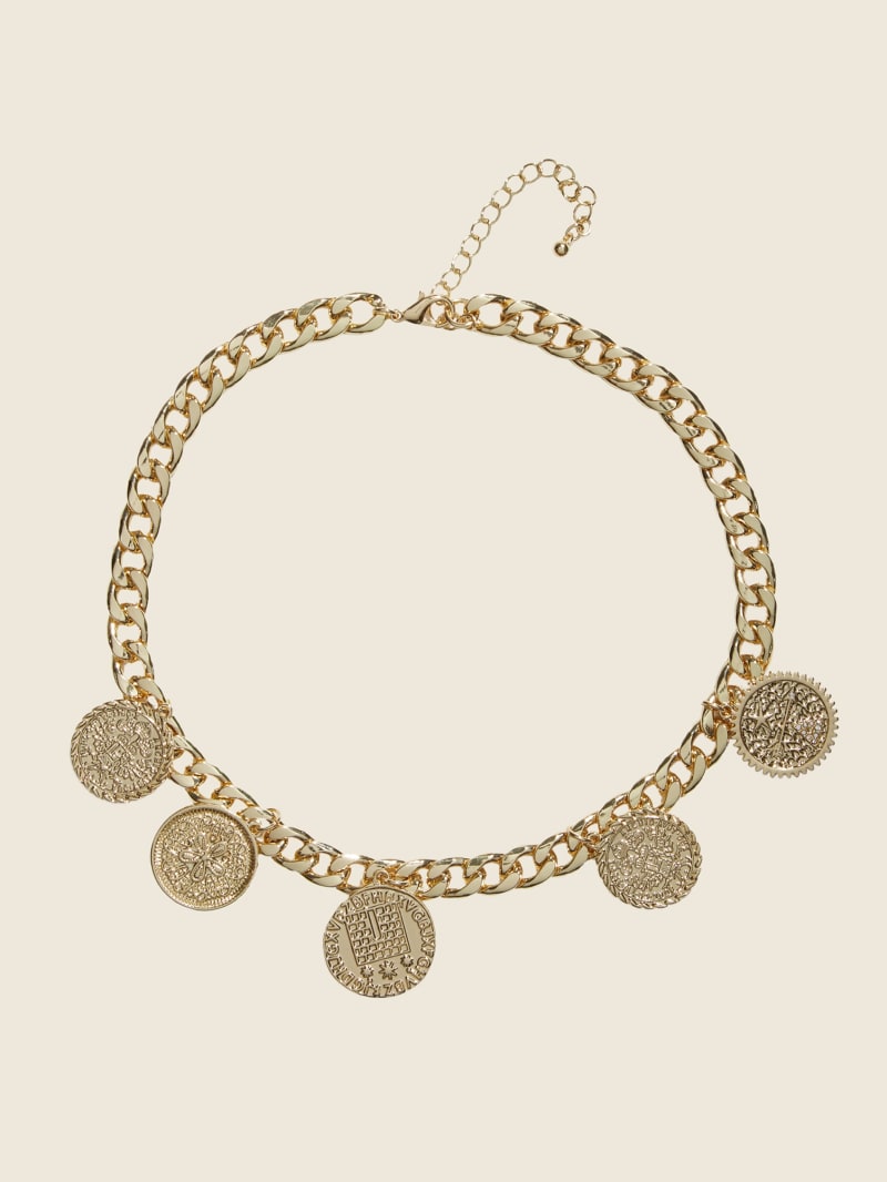 Guess 14K Gold-Plated Coin Charm Necklace - Silver/Gold