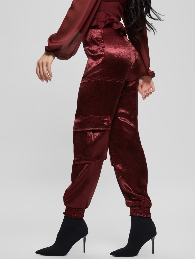 Guess Eco Soundwave Satin Cargo Pants - Mystic Wine