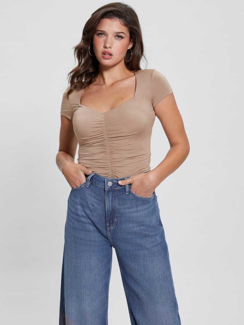 Guess Eco Rayla Ruched Top - Silk Taupe