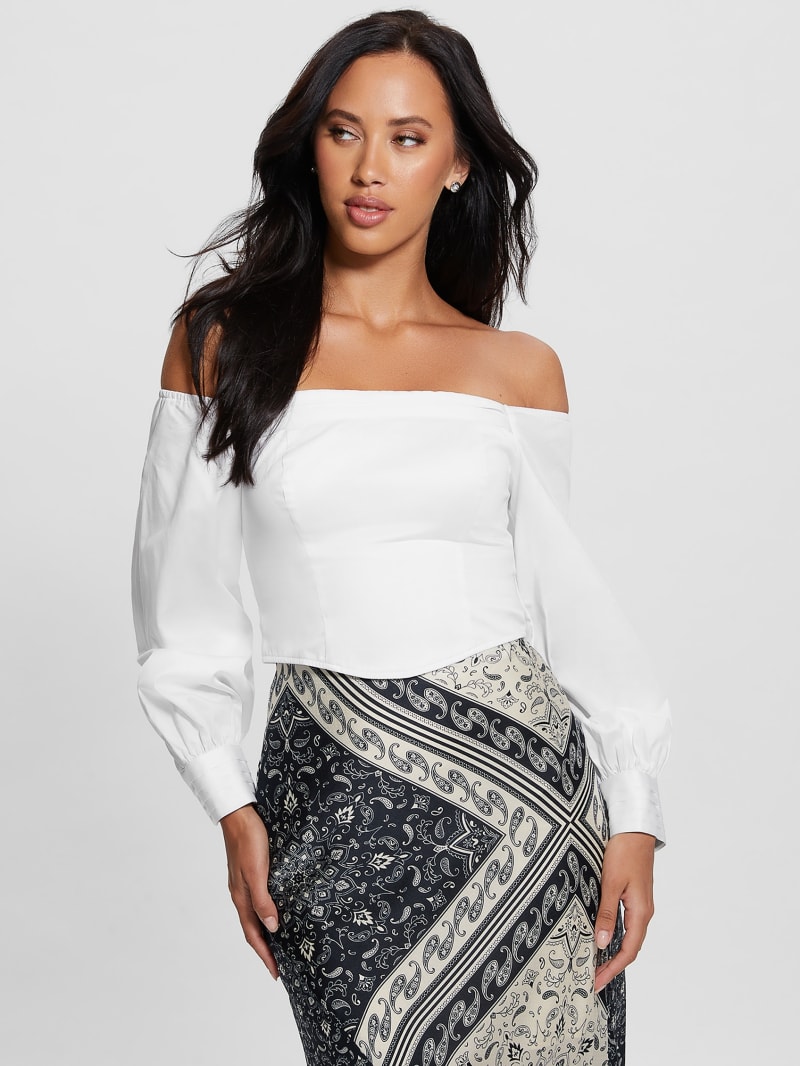 Guess Kristin Off-the-Shoulder Corset Top - Pure White