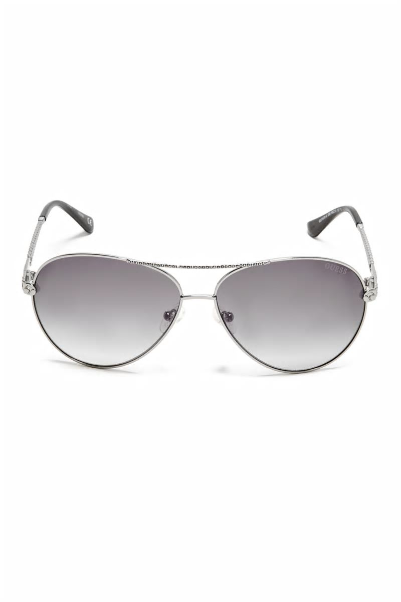 Guess Catherine Rhinestone Aviator Sunglasses - Beat Up Wash