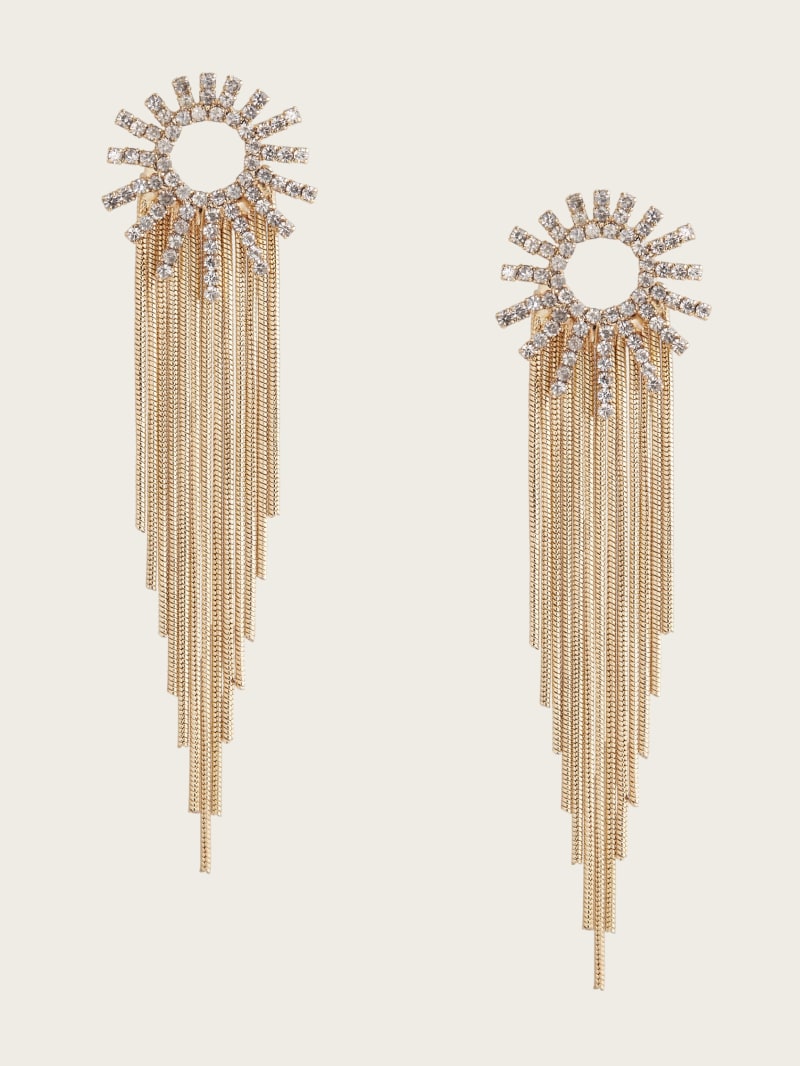 Guess 14K Gold-Plated Sunburst Fringe Earring - Silver/Gold