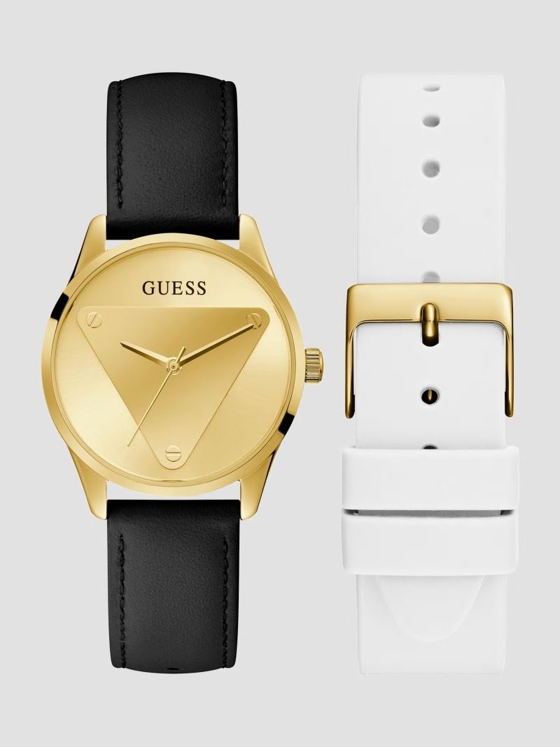 Guess Gold-Tone Emblem Analog Watch with Strap Set - Rose Gold