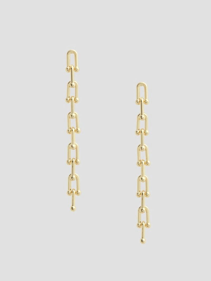Guess 14K Gold-Plated Linear Chain Earrings - Gold