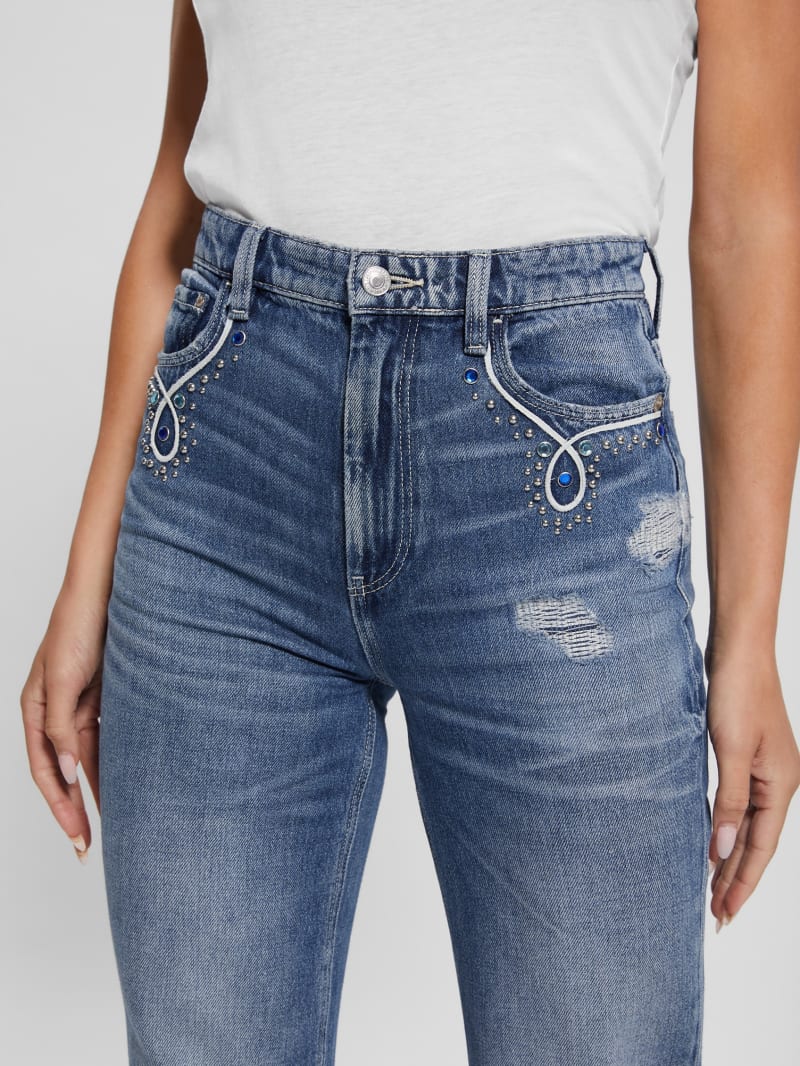 Guess 80s Embellished Distressed Straight Jeans - Wild Heart