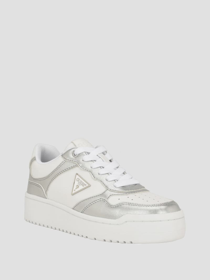 Guess Miram Two-Tone Sneakers - White Silver