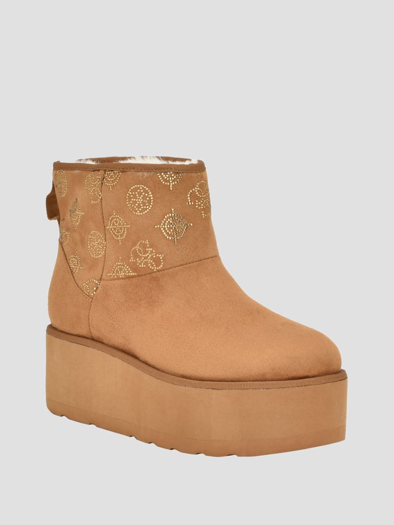 Guess Jilla Platform Faux-Suede Booties - Light Natural