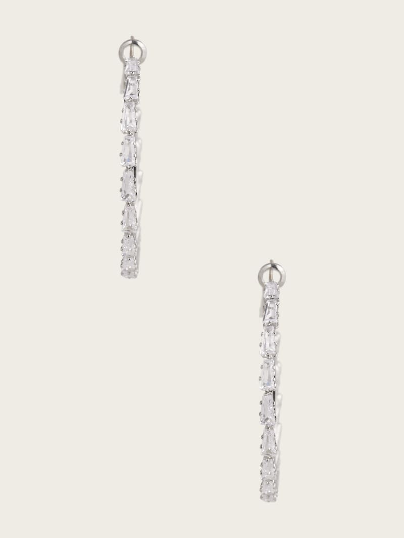 Guess Rhodium Plated Large Crystal Hoop Earring - Silver/Gold