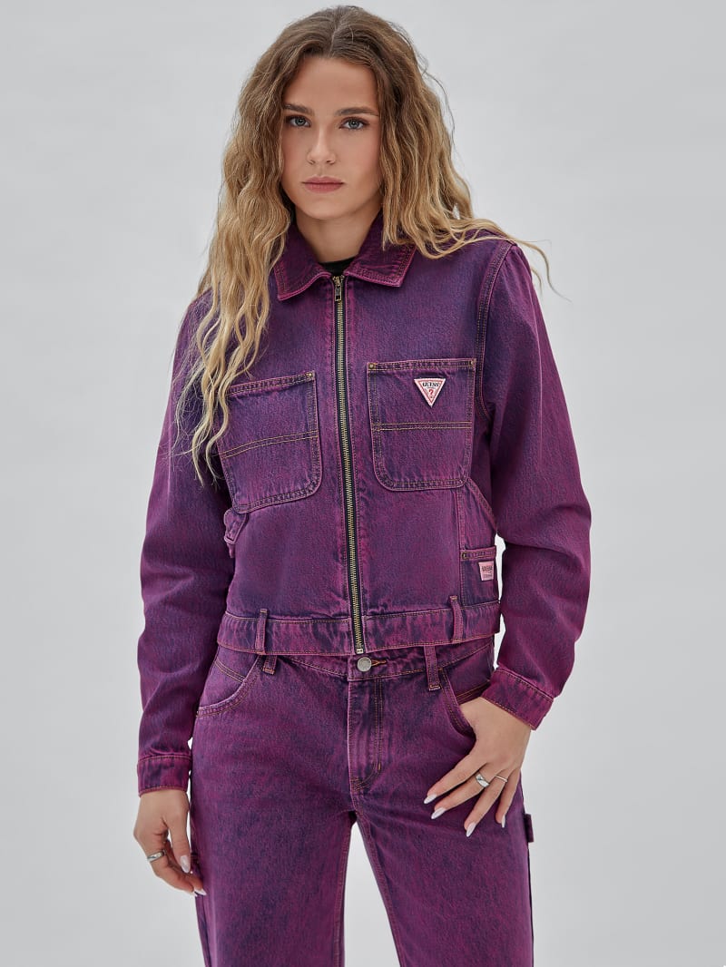 Guess GUESS Originals Cropped Carpenter Jacket - Go Acid Fuchsia