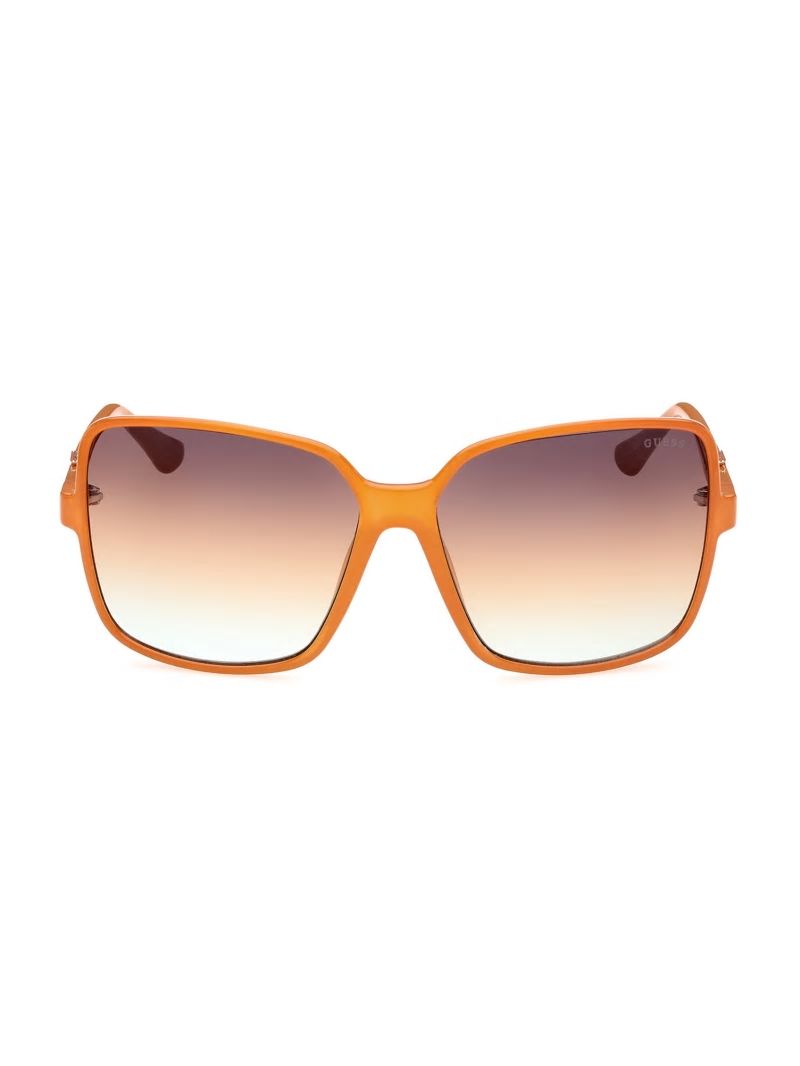 Guess Oversized Square Logo Sunglasses - Neon Orange