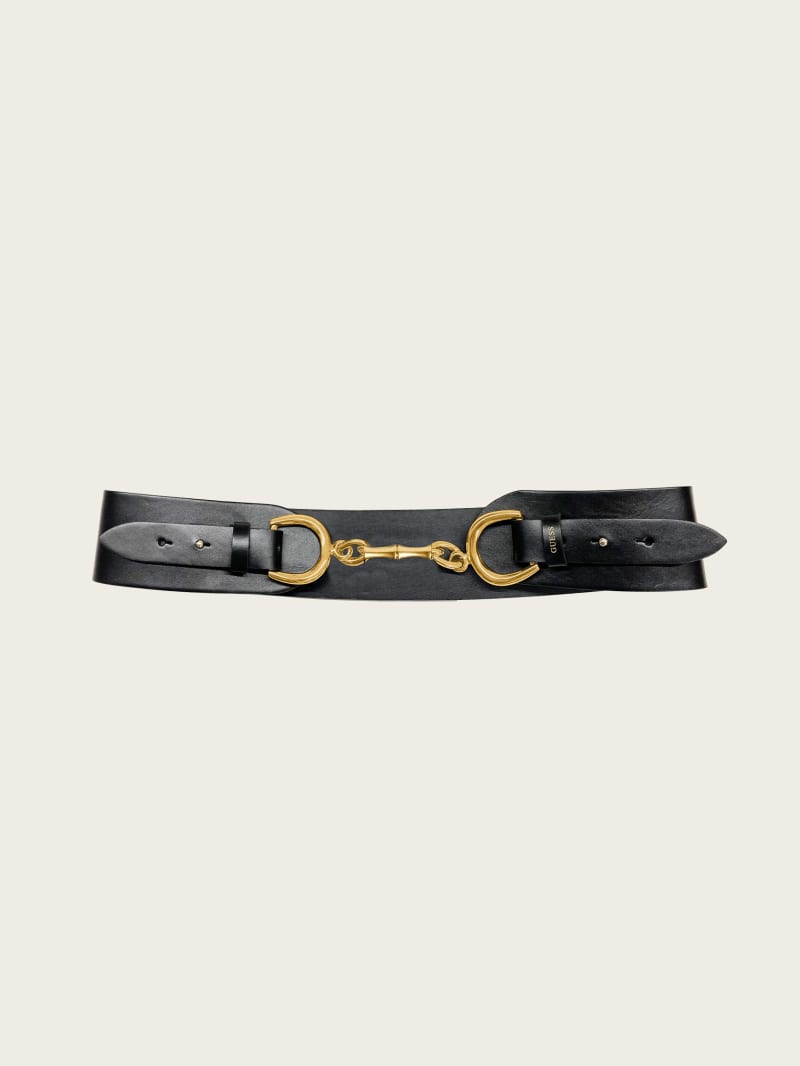 Guess Bamboo Clasp Leather Belt - Black Floral Print Guess Bamboo Clasp Leather Belt - Black Floral Print