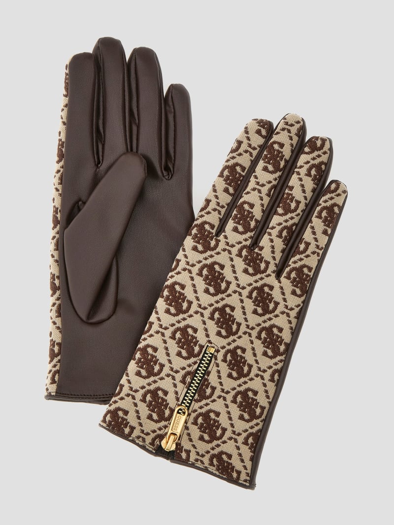 Guess Izzy Jacquard Quattro G Gloves - Brown Multi