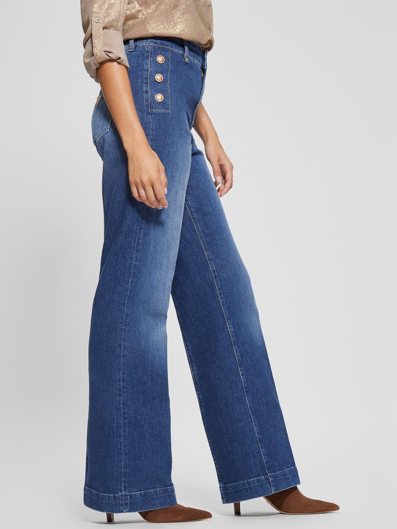 Guess Eco Faye Sailor Flared Jeans - Enlinghtment Dark