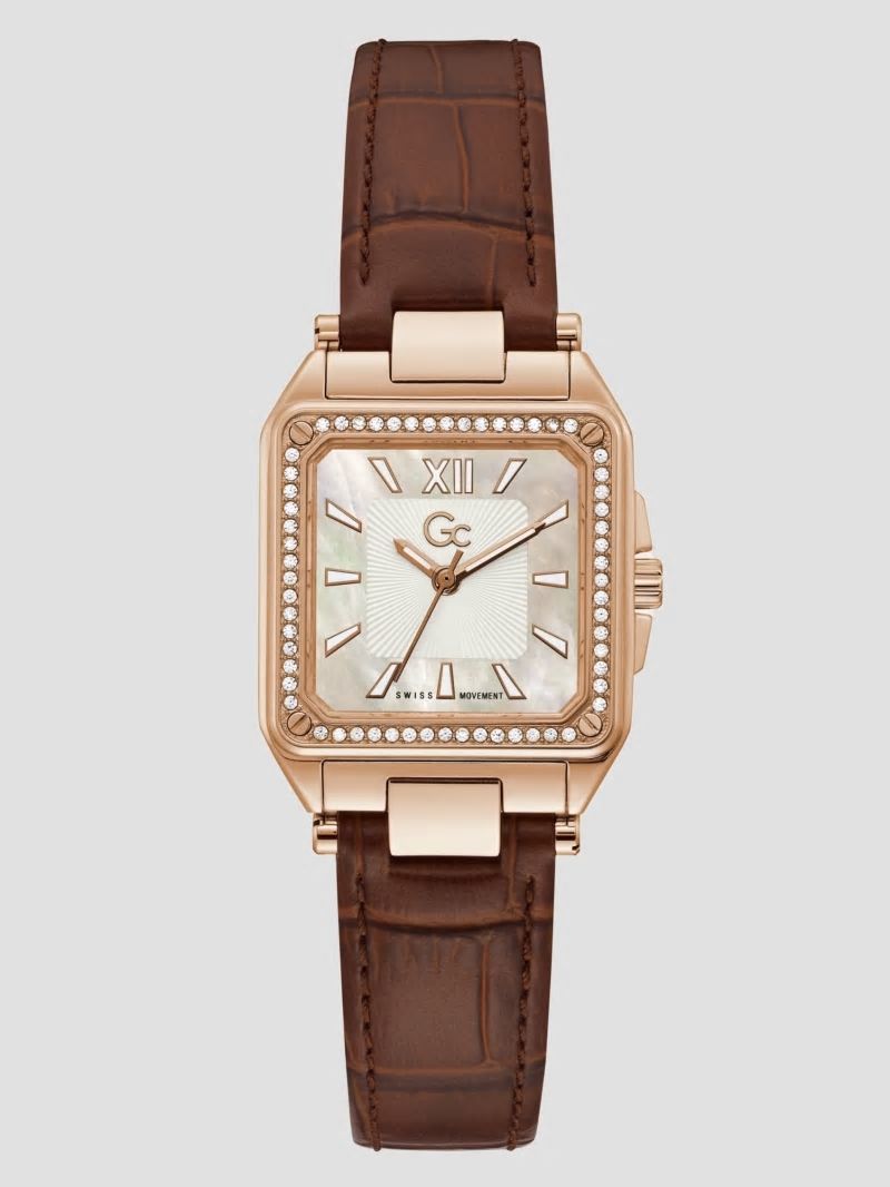 Guess Gc Petite Rose-Gold and Brown Leather Analog Watch - Rose Gold