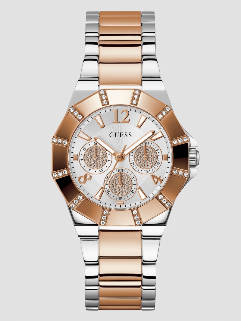 Guess Rose Gold Two-Tone Multifunction Watch - Rose Gold