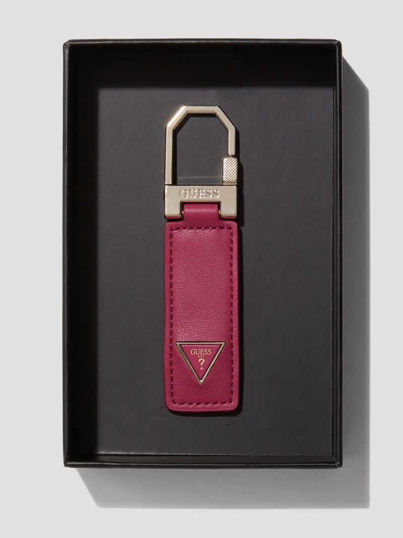 Guess Faux-Leather Key Ring - Fuchsia