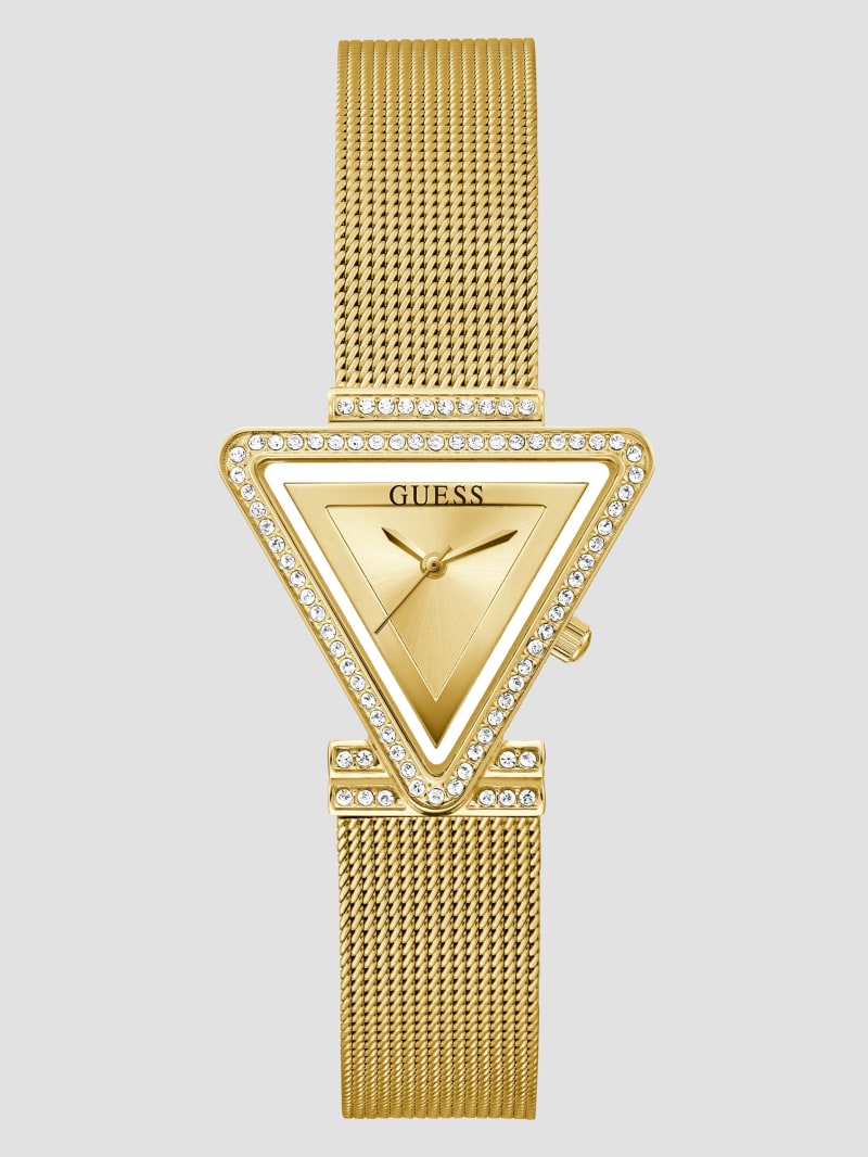 Guess Gold-Tone Triangle Mesh Analog Watch - Gold