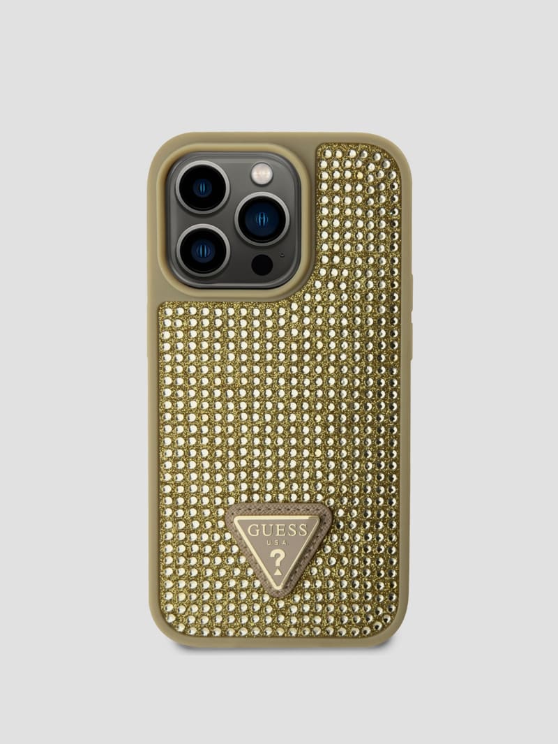 Guess Rhinestone iPhone 15 Pro Case - Gold