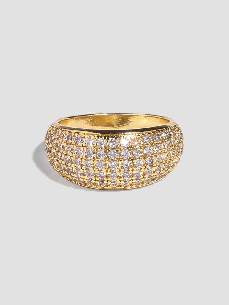 Guess 14K Gold-Plated Rhinestone Dome Ring - Gold